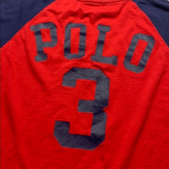 Polo Ralph Lauren Long Sleeve Baseball T Shirt color block red blue tee - Picture 5 of 6